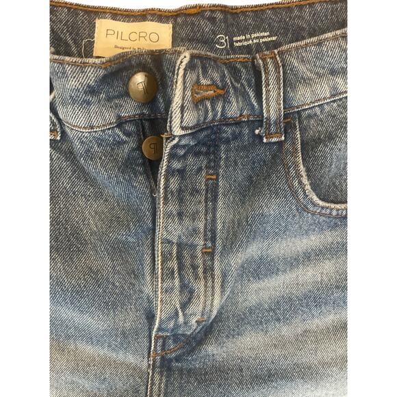 Pilcro 100% Cotton High-Rise Denim Cutoff Shorts Size 31 Blue Distressed Shorts - Picture 3 of 3